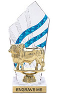 8 inch Clear with Blue Stripes Diamond Backdrop Trophy