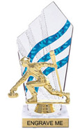 8 inch Clear with Blue Stripes Diamond Backdrop Trophy