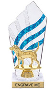 8 inch Clear with Blue Stripes Diamond Backdrop Trophy