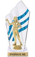 Clear with Blue Stripes Diamond Backdrop Trophy [8 inch]
