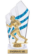 Clear with Blue Stripes Diamond Backdrop Trophy [8 inch]