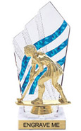 Clear with Blue Stripes Diamond Backdrop Trophy [8 inch]