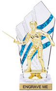 Clear with Blue Stripes Diamond Backdrop Trophy [8 inch]