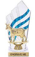 8 inch Clear with Blue Stripes Diamond Backdrop Trophy