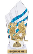 8 inch Clear with Blue Stripes Diamond Backdrop Trophy