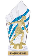 Clear with Blue Stripes Diamond Backdrop Trophy [8 inch]