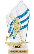 8 inch Clear with Blue Stripes Diamond Backdrop Trophy