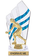 8 inch Clear with Blue Stripes Diamond Backdrop Trophy