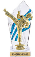 Clear with Blue Stripes Diamond Backdrop Trophy [8 inch]