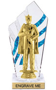 Clear with Blue Stripes Diamond Backdrop Trophy [8 inch]