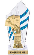 Clear with Blue Stripes Diamond Backdrop Trophy [8 inch]