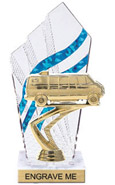 8 inch Clear with Blue Stripes Diamond Backdrop Trophy