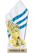 8 inch Clear with Blue Stripes Diamond Backdrop Trophy
