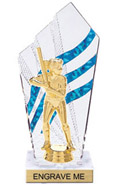 Clear with Blue Stripes Diamond Backdrop Trophy [8 inch]