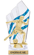 Clear with Blue Stripes Diamond Backdrop Trophy [8 inch]