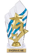 Clear with Blue Stripes Diamond Backdrop Trophy [8 inch]