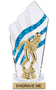 8 inch Clear with Blue Stripes Diamond Backdrop Trophy