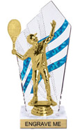 8 inch Clear with Blue Stripes Diamond Backdrop Trophy