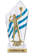 Clear with Blue Stripes Diamond Backdrop Trophy [8 inch]