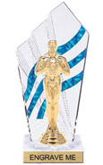 Clear with Blue Stripes Diamond Backdrop Trophy [8 inch]