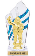 Clear with Blue Stripes Diamond Backdrop Trophy [8 inch]