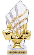 8 inch Clear with Gold Stripes Diamond Backdrop Trophy