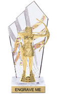 8 inch Clear with Gold Stripes Diamond Backdrop Trophy