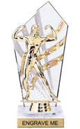 8 inch Clear with Gold Stripes Diamond Backdrop Trophy