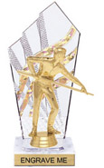 8 inch Clear with Gold Stripes Diamond Backdrop Trophy