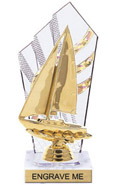 8 inch Clear with Gold Stripes Diamond Backdrop Trophy