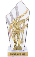 8 inch Clear with Gold Stripes Diamond Backdrop Trophy