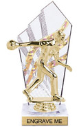 8 inch Clear with Gold Stripes Diamond Backdrop Trophy