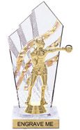 8 inch Clear with Gold Stripes Diamond Backdrop Trophy
