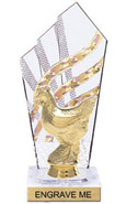 8 inch Clear with Gold Stripes Diamond Backdrop Trophy