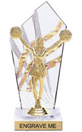 8 inch Clear with Gold Stripes Diamond Backdrop Trophy