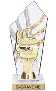 8 inch Clear with Gold Stripes Diamond Backdrop Trophy