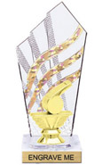 8 inch Clear with Gold Stripes Diamond Backdrop Trophy