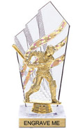 8 inch Clear with Gold Stripes Diamond Backdrop Trophy