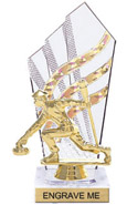 8 inch Clear with Gold Stripes Diamond Backdrop Trophy