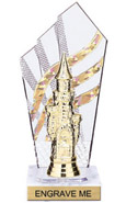 8 inch Clear with Gold Stripes Diamond Backdrop Trophy