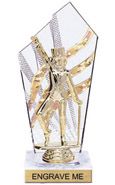 8 inch Clear with Gold Stripes Diamond Backdrop Trophy