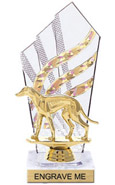 8 inch Clear with Gold Stripes Diamond Backdrop Trophy