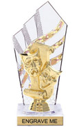 8 inch Clear with Gold Stripes Diamond Backdrop Trophy