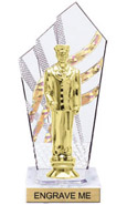 8 inch Clear with Gold Stripes Diamond Backdrop Trophy