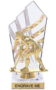 8 inch Clear with Gold Stripes Diamond Backdrop Trophy