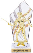 8 inch Clear with Gold Stripes Diamond Backdrop Trophy
