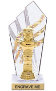 8 inch Clear with Gold Stripes Diamond Backdrop Trophy