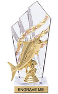 8 inch Clear with Gold Stripes Diamond Backdrop Trophy