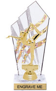 8 inch Clear with Gold Stripes Diamond Backdrop Trophy