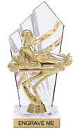 8 inch Clear with Gold Stripes Diamond Backdrop Trophy